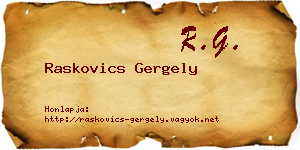 Raskovics Gergely névjegykártya